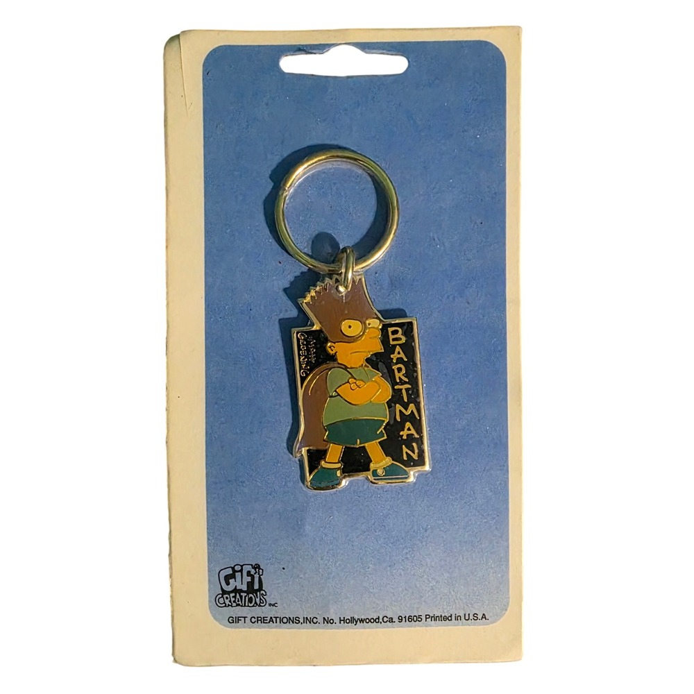 Vintage 1990 The Simpsons Bartman Keychain Gift Creations Inc Matt Groening New